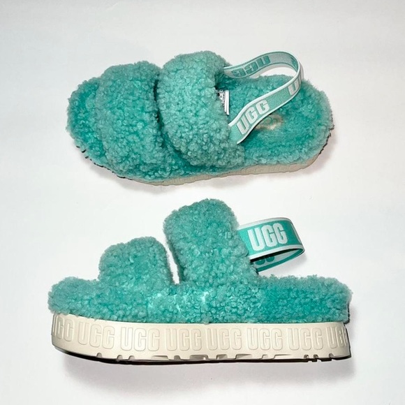Turquoise/Teal UGG Slippers/Sandals with hard bottom NWO/B - Picture 2 of 4